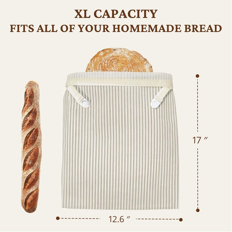 BRONYPRO Beeswax Bread Bags for Homemade Bread Sourdough, 2 Pack Reusable Sourdough Bread Bags, Organic Beeswax & Linen Homemade Bread Storage, Eco-friendly & Long-latsing,Large 17x12.6in,Beige - Image 5